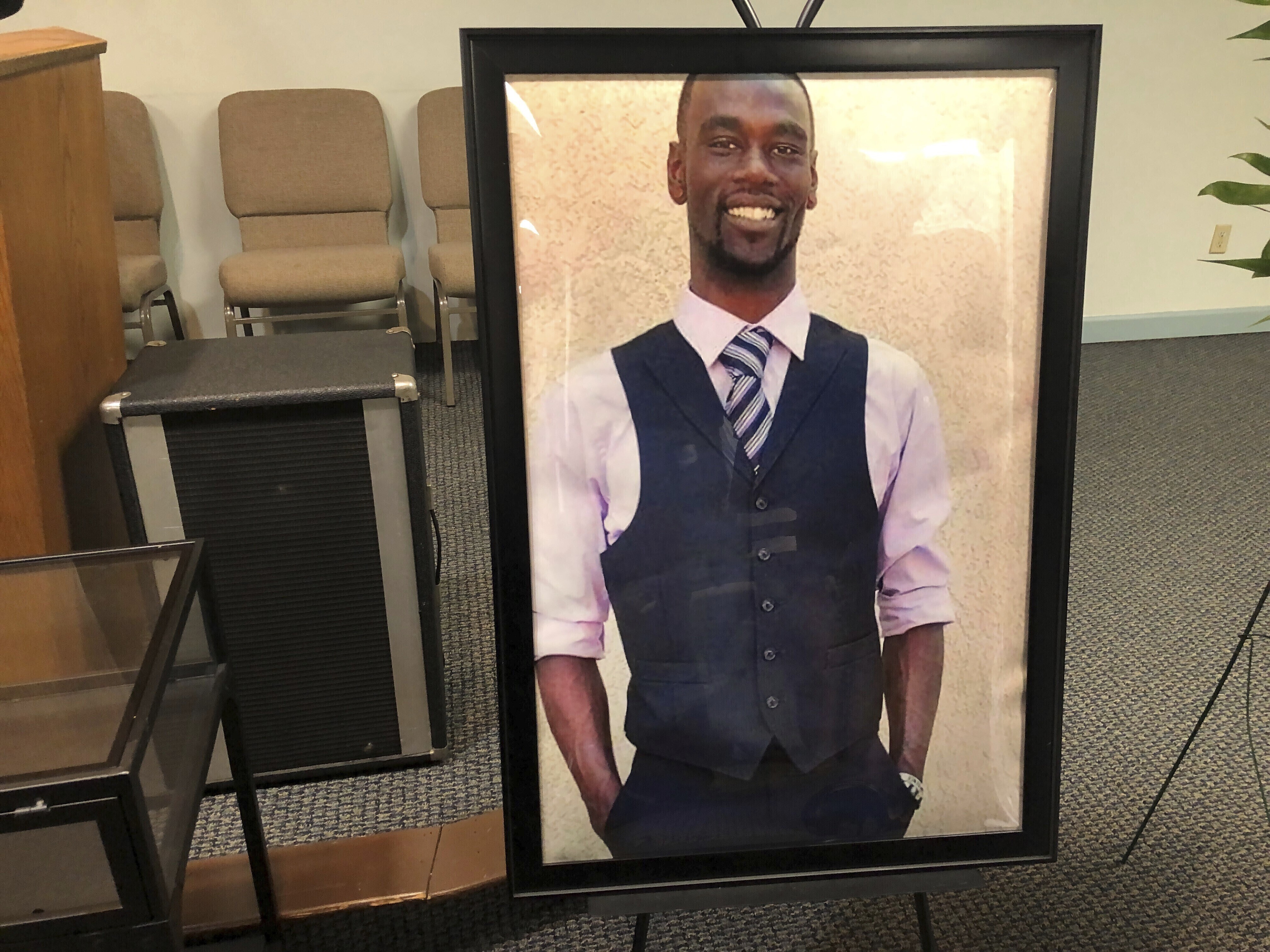 caption: A portrait of Tyre Nichols is displayed at a memorial service for him on Tuesday, Jan. 17, 2023 in Memphis, Tenn., after he was fatally beat by Memphis Police during a traffic stop.