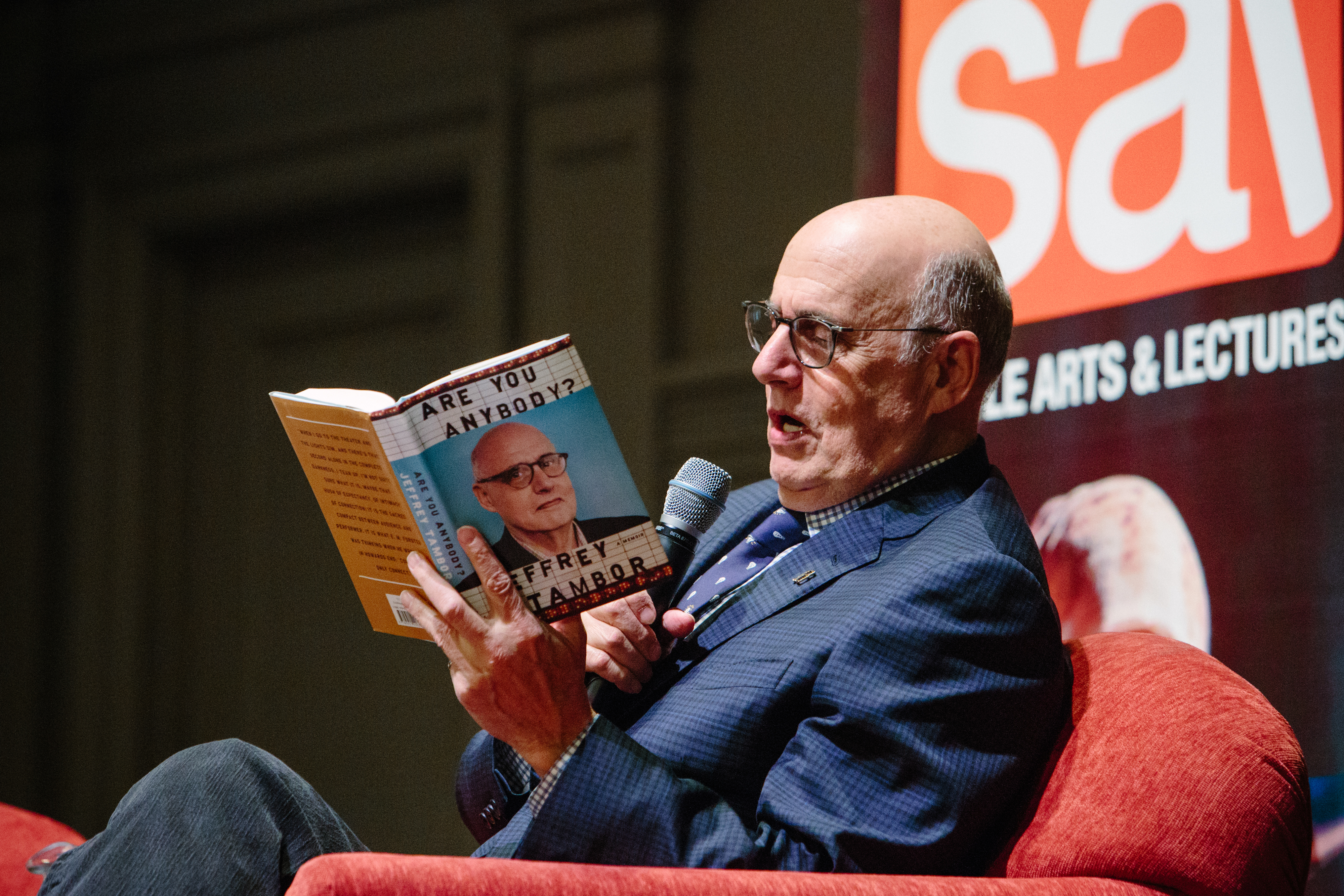caption: "That same weekend she brought me a gift. A red bow tie." Jeffery Tambor reads from his new memoir at Town Hall Seattle