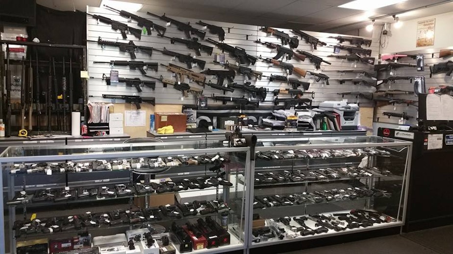 caption: A photo posted on the Facebook page  of Bellevue's Low Price Guns store.
