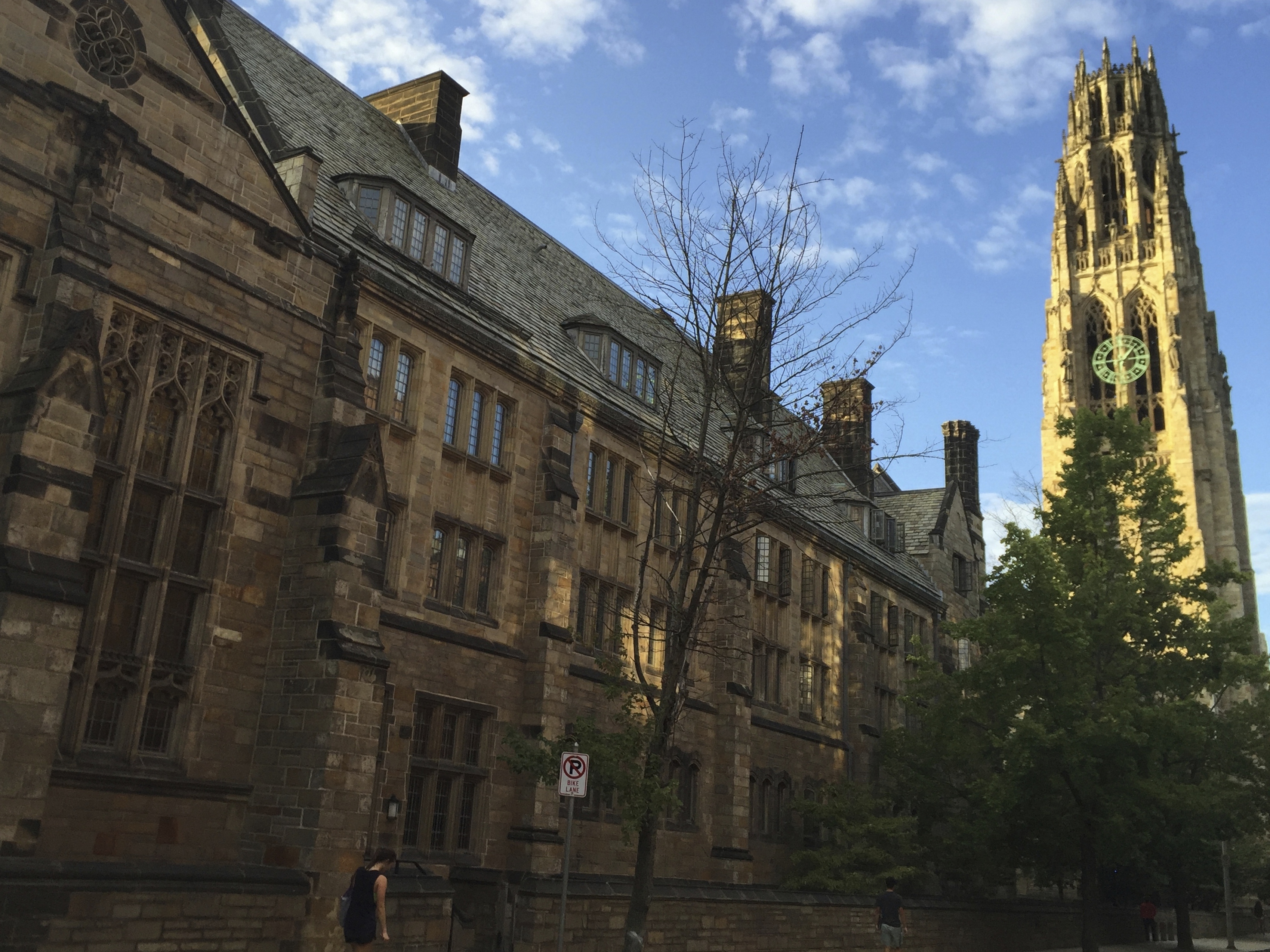 caption: Harkness Tower on Yale University's campus in 2016. The Department of Education said Yale failed to disclosed a total of $375 million in foreign money.