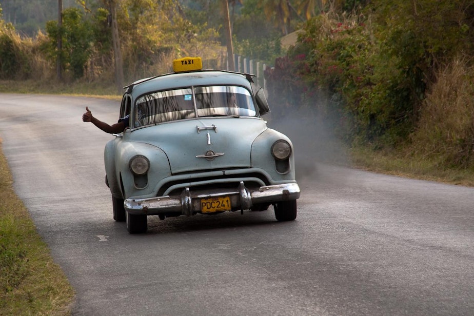 caption: A taxi in Cuba. To American eyes, it's a vintage model, but the picture was taken in 2009.
