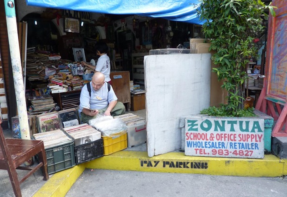<p>Mikey Horteleza (DJ Grim) on the hunt for Filipino records in Manila.</p>