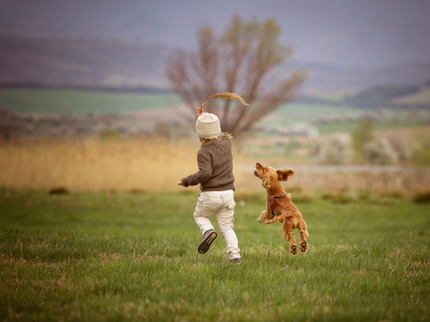 caption: Kids who have dogs get a boost in physical activity - especially young girls.