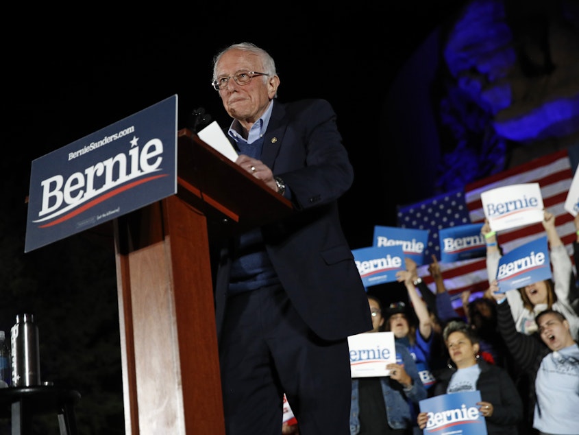 caption: Democratic presidential candidate Sen. Bernie Sanders now has victories in two of the first three states to weigh in on the 2020 Democratic presidential nomination.
