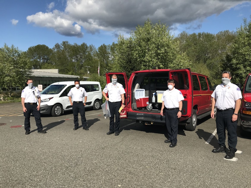caption: SFD testing teams: "They’ve just returned from a long day at a skilled nursing facility where we tested 364 people over two days," Wallace said. 