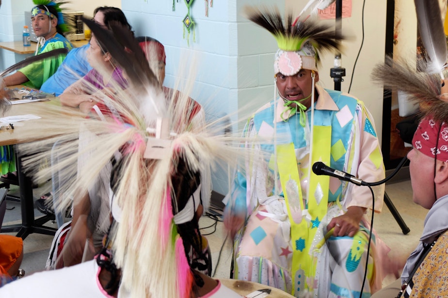 caption:  Travis ComesLast is known as a community and spiritual leader, helping other Indigenous incarcerated men stay connected with their culture. 