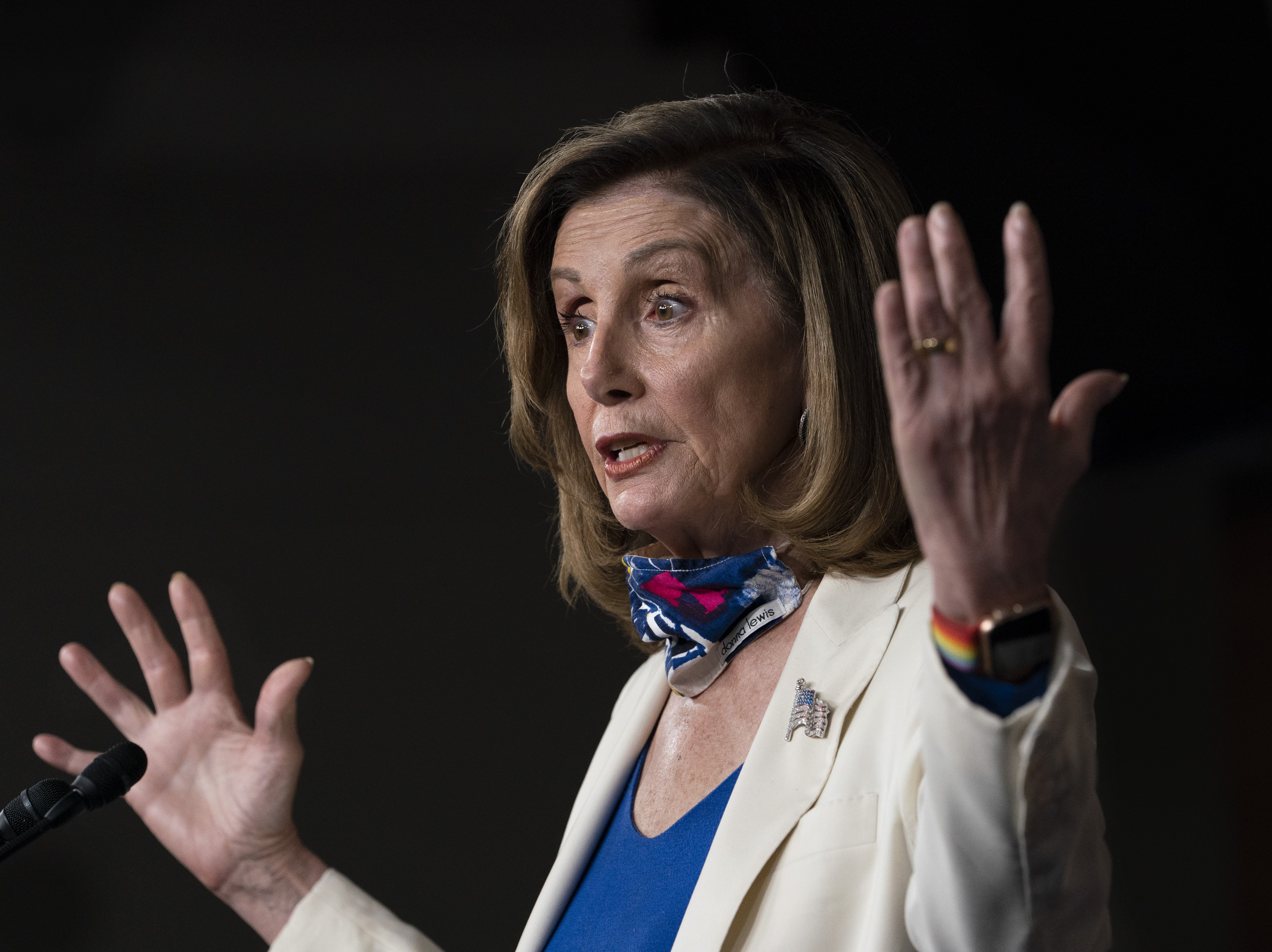 caption: House Speaker Nancy Pelosi of Calif., speaks at a news conference Thursday on Capitol Hill.