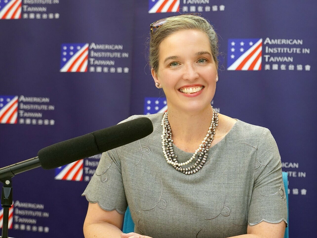 caption: American Institute in Taiwan director Sandra Oudkirk.