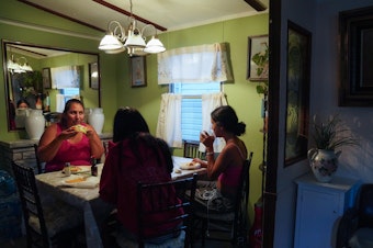 caption: Carla Claure's daughters prefer eating homemade meals at home than the "nasty" food served at school.