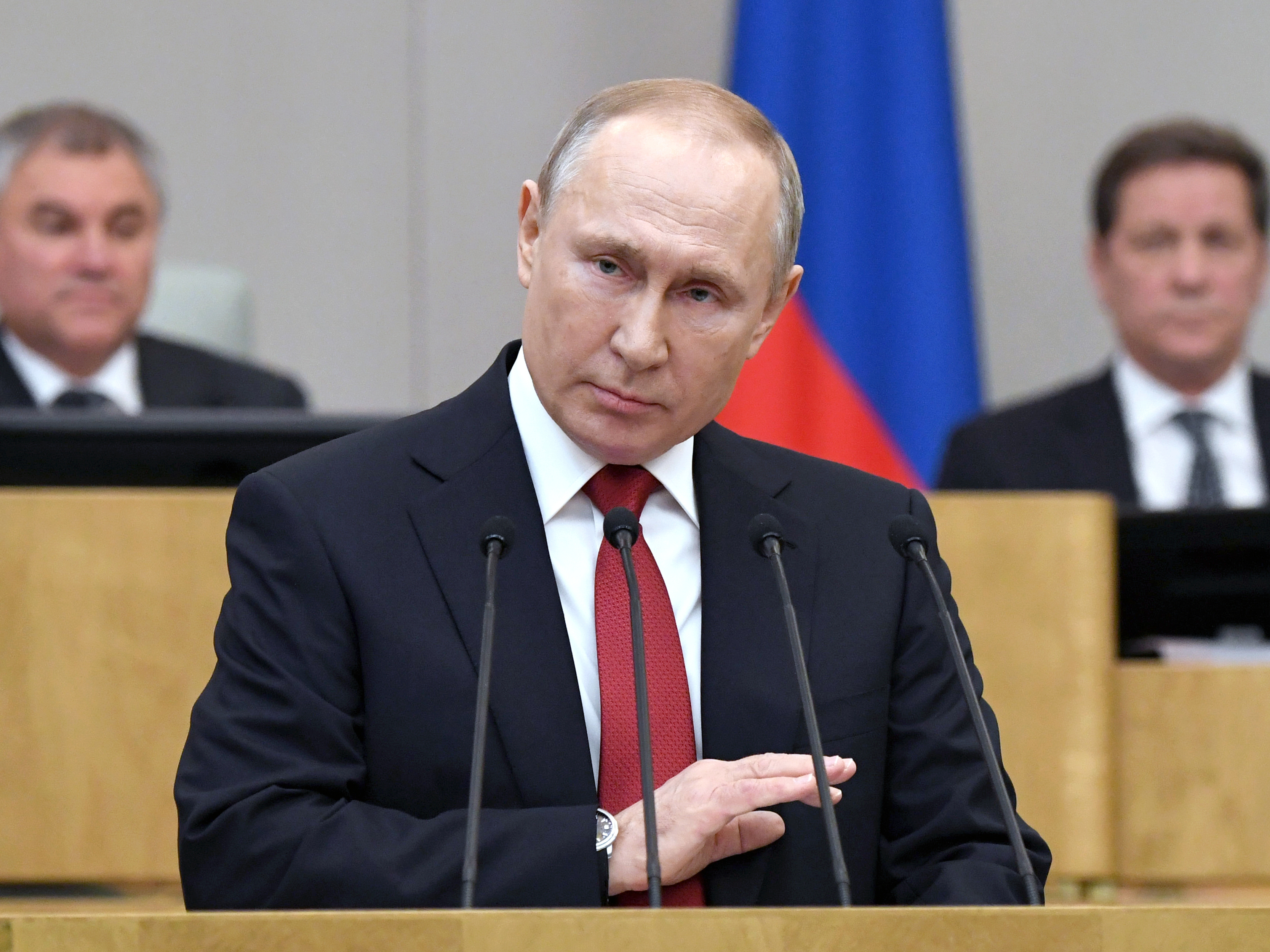 caption: Russian President Vladimir Putin told lawmakers on Tuesday that he supports a proposed constitutional amendment that would allow him to seek another term and remain in power.