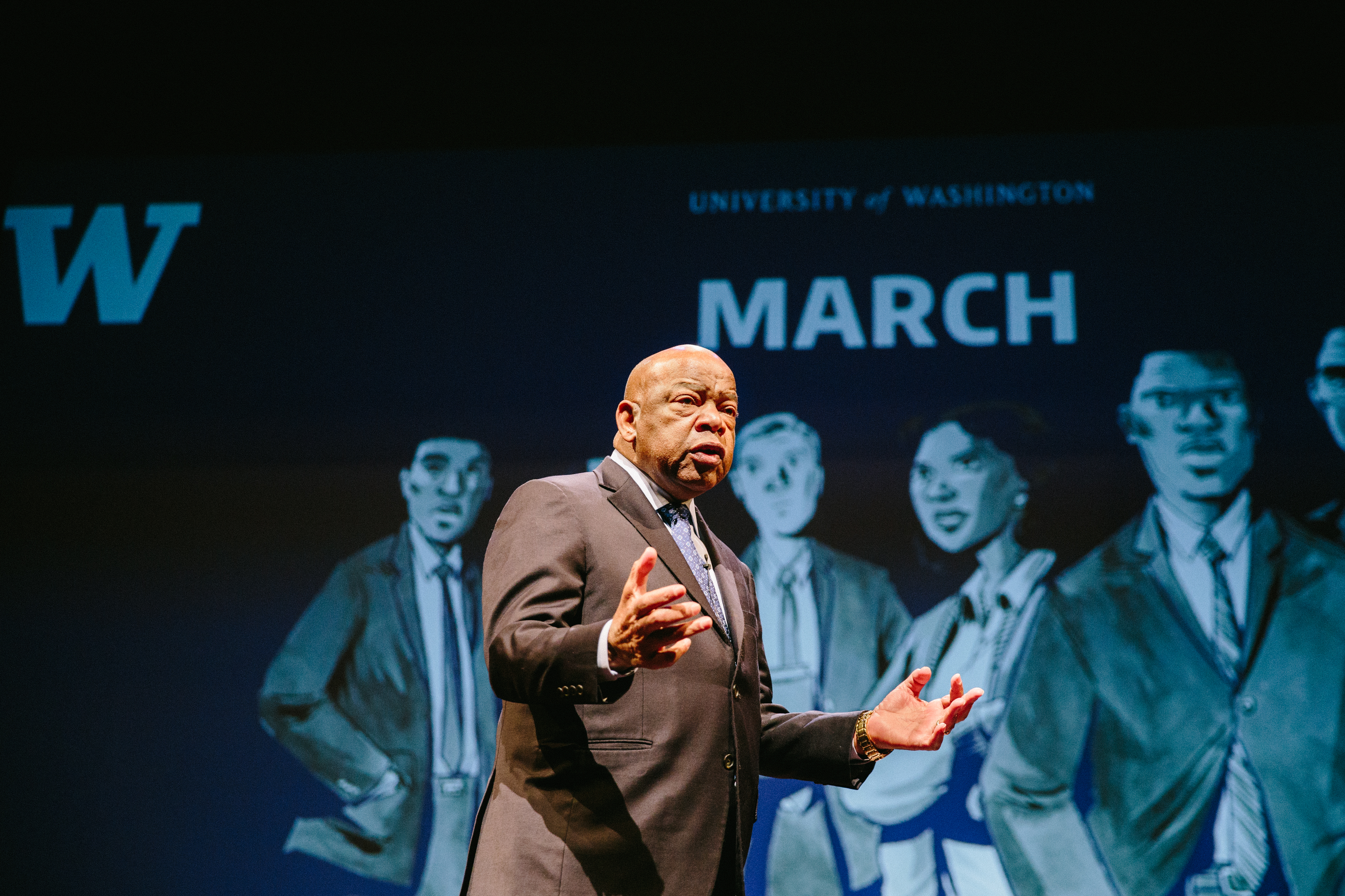 caption: Congressman John Lewis at UW's Meany Hall