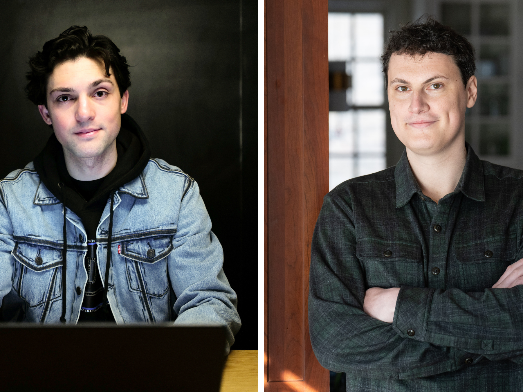 caption: Evan Semet (left) and Logan Sudeith are among a group of people who have quit their jobs to pursue prediction market trading full time.