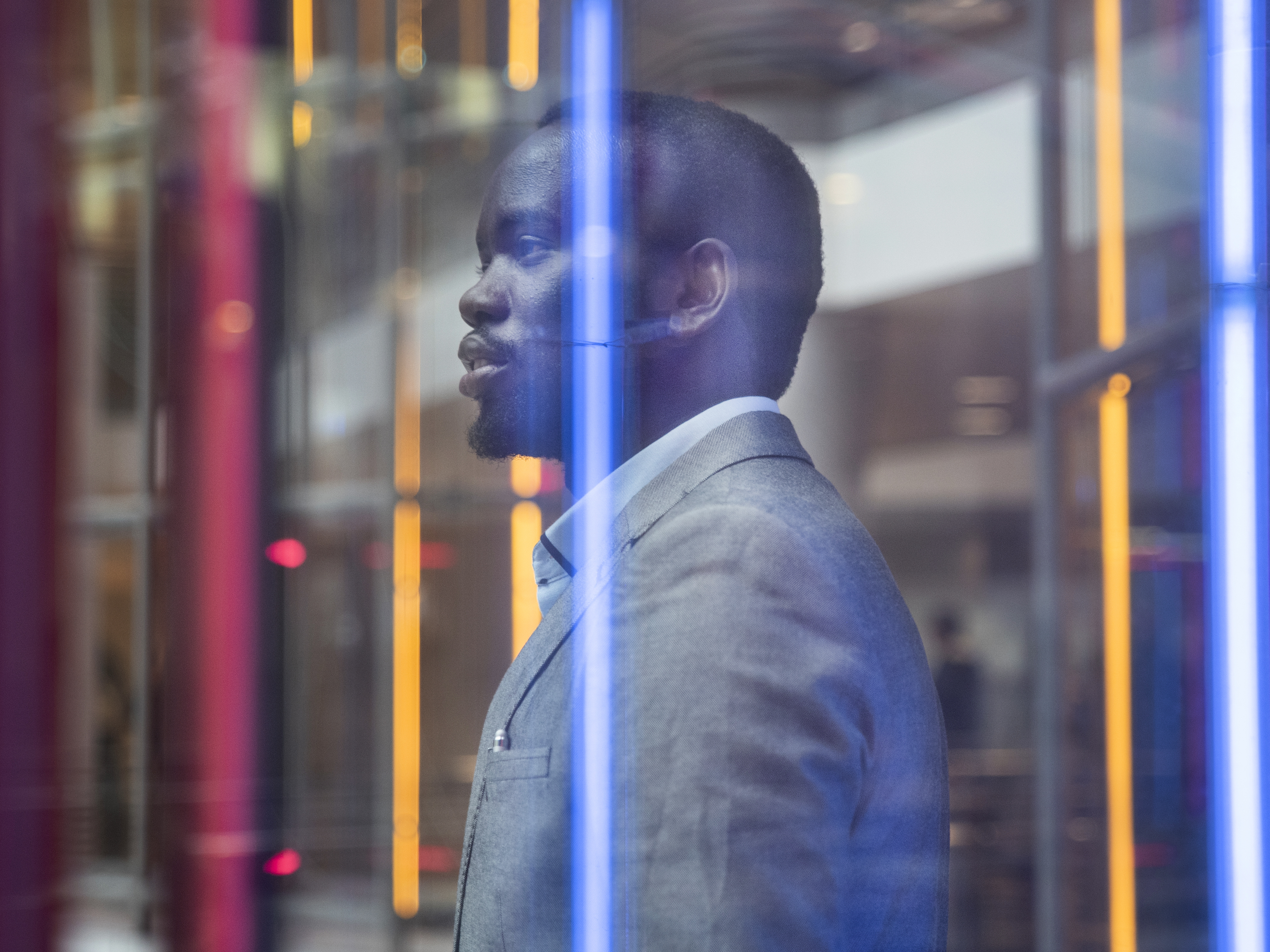 caption: John Awiel Chol Diing, who grew up in refugee camps, is now studying agricultural science at Earth University in Costa Rica. Above: He visited Washington, D.C., last week as a 2019 Next Generation Delegate, a program run by the Chicago Council on Global Affairs. "To be dedicating his life to giving back — his was a voice we had to have," says Marcus Glassman of the council.