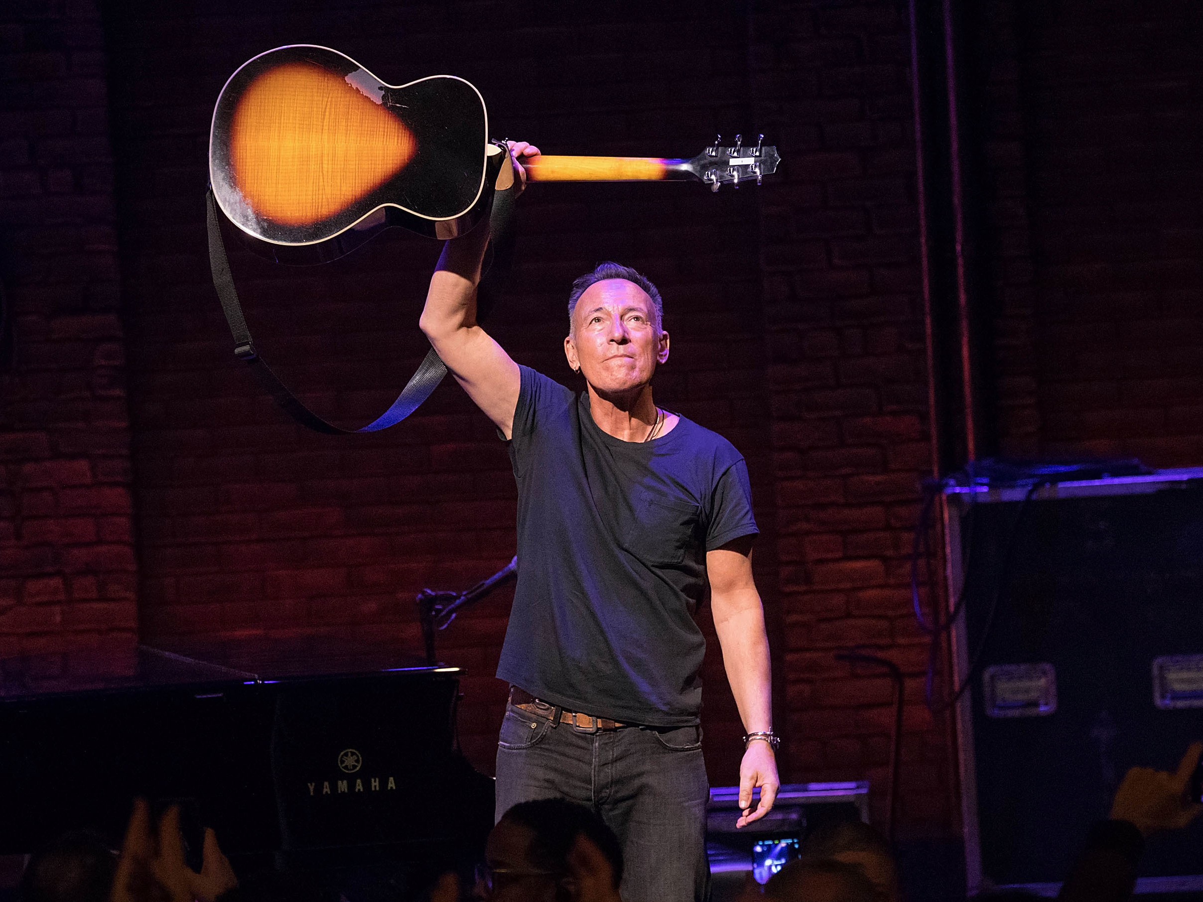 caption: Bruce Springsteen at the final performance of <em>Springsteen on Broadway</em><em>, </em>among the 100-plus songs, albums and live shows picked by members of NPR Music's team as the best musical moments of 2018.