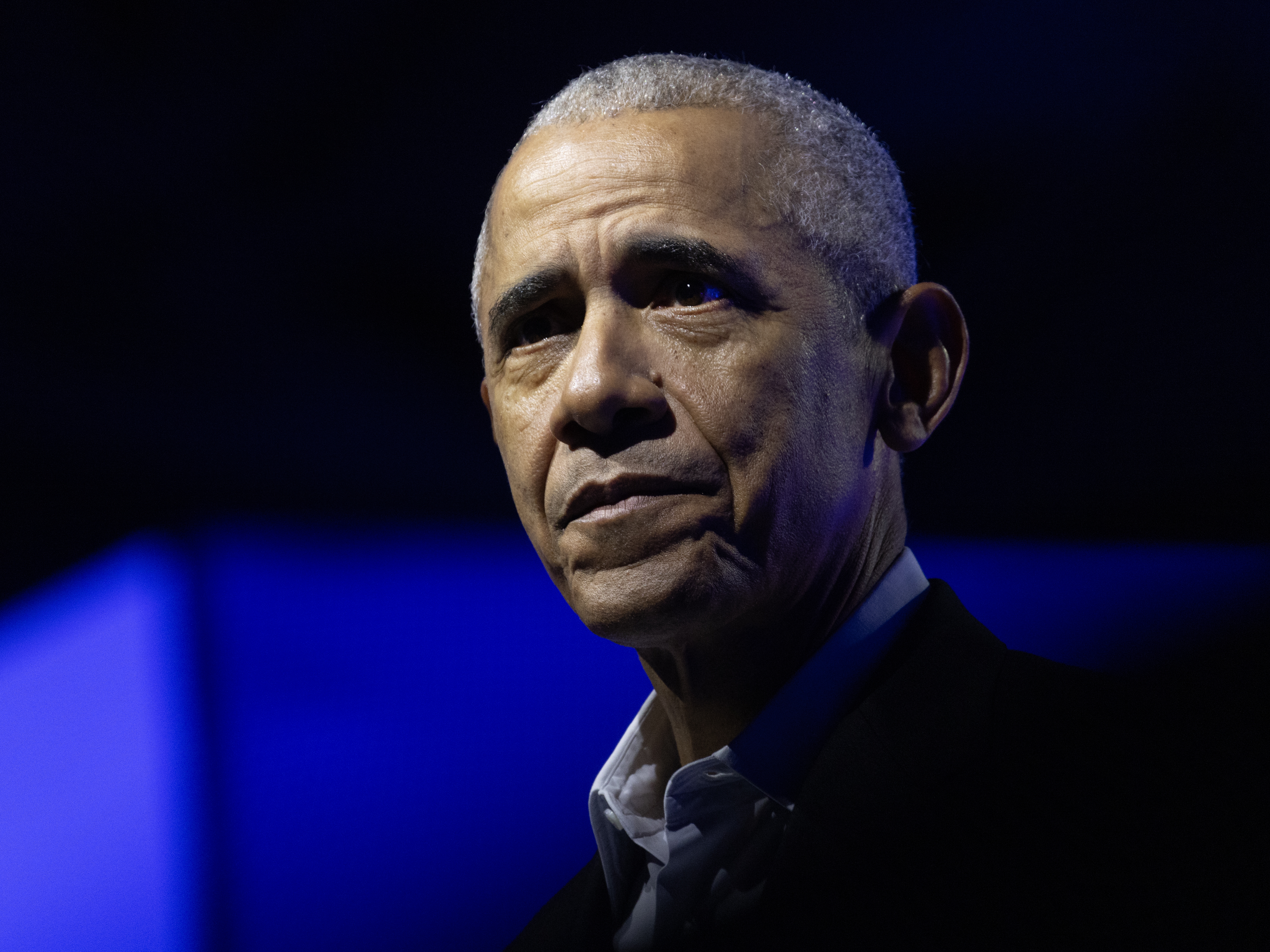 caption: Former President Barack Obama addresses the Obama Foundation's 2024 Democracy Forum on Dec. 05, 2024 in Chicago, Illinois.