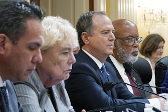 caption: Jan. 6 House committee members, from left, Democratic Reps. Pete Aguilar, Zoe Lofgren, Adam Schiff and Chairman Bennie Thompson, are on the ballot in November, as are Reps. Jamie Raskin and Elaine Luria.