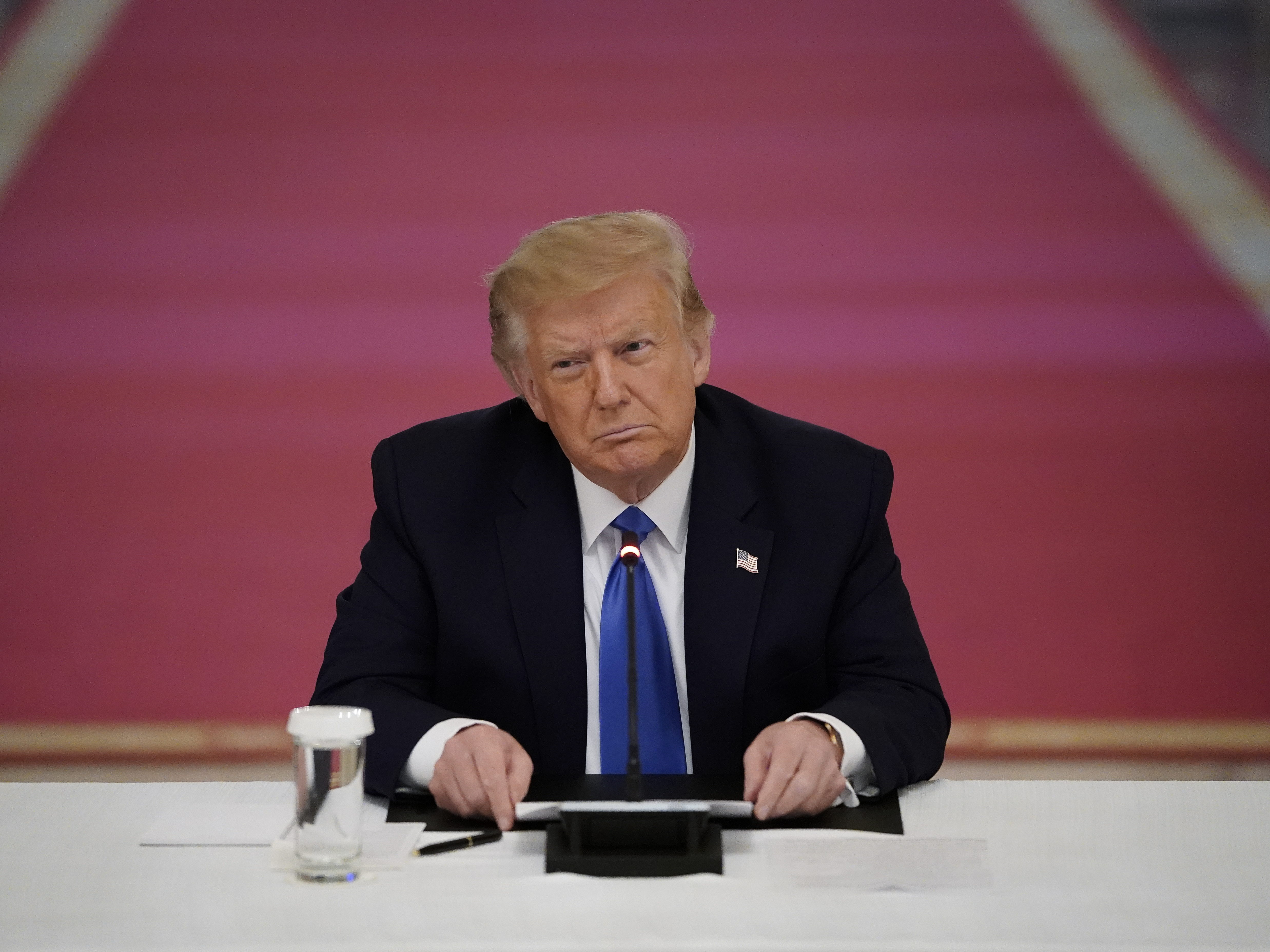 caption: President Trump at an event about law enforcement at the White House on Monday. Trump has repeatedly downplayed the disproportionate impact of police violence on African-Americans.
