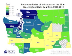 caption: Skin cancer by county, 2011 data.