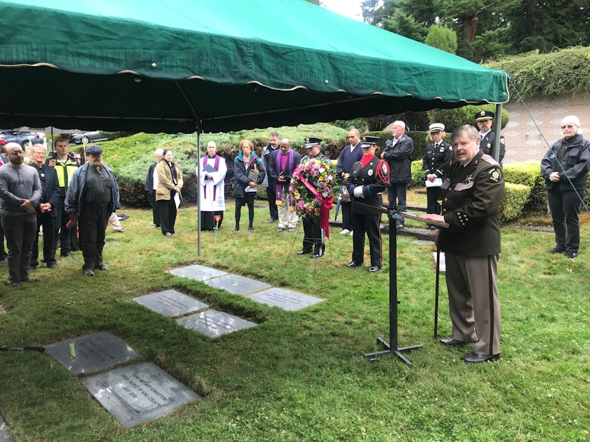 caption: The Indigent Remains Burial ceremony at Mt. Olivet Ceremony in Renton on July 10, 2019.