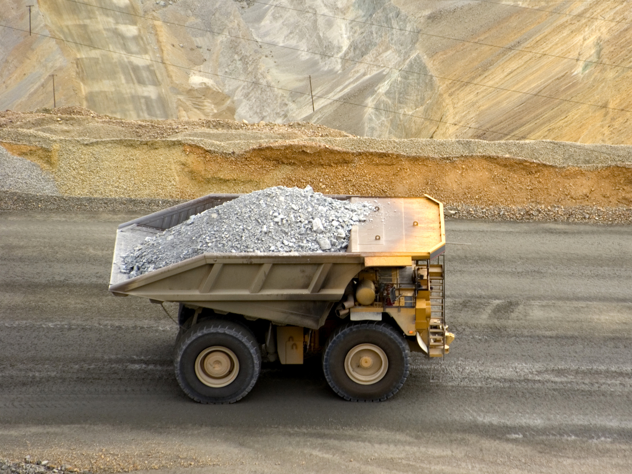 caption: Large dump truck in a Utah copper mine.