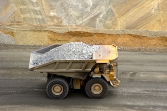caption: Large dump truck in a Utah copper mine.