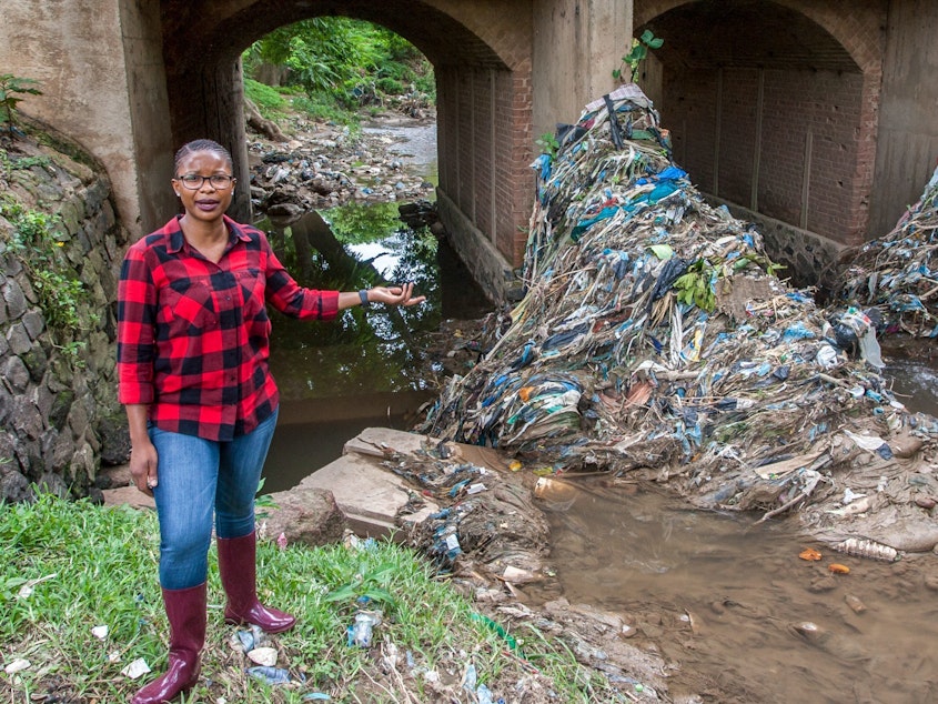 caption: Gloria Majiga-Kamoto, an activist from Malawi, is one of six recipients of the 2021 Goldman Environmental Prize. Majiga-Kamoto has been instrumental in implementing Malawi's ban on thin plastics.