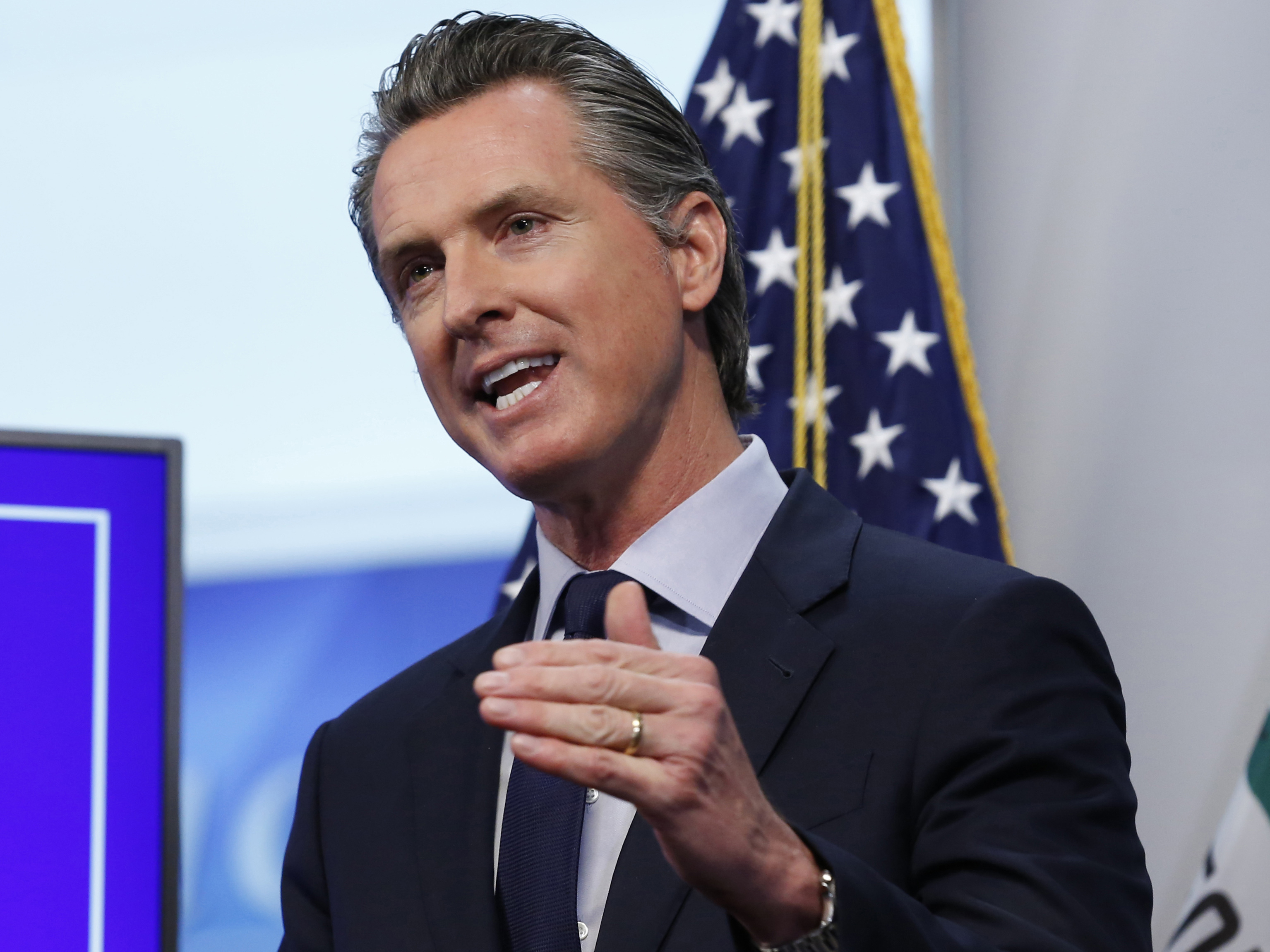 caption: California Gov. Gavin Newsom.