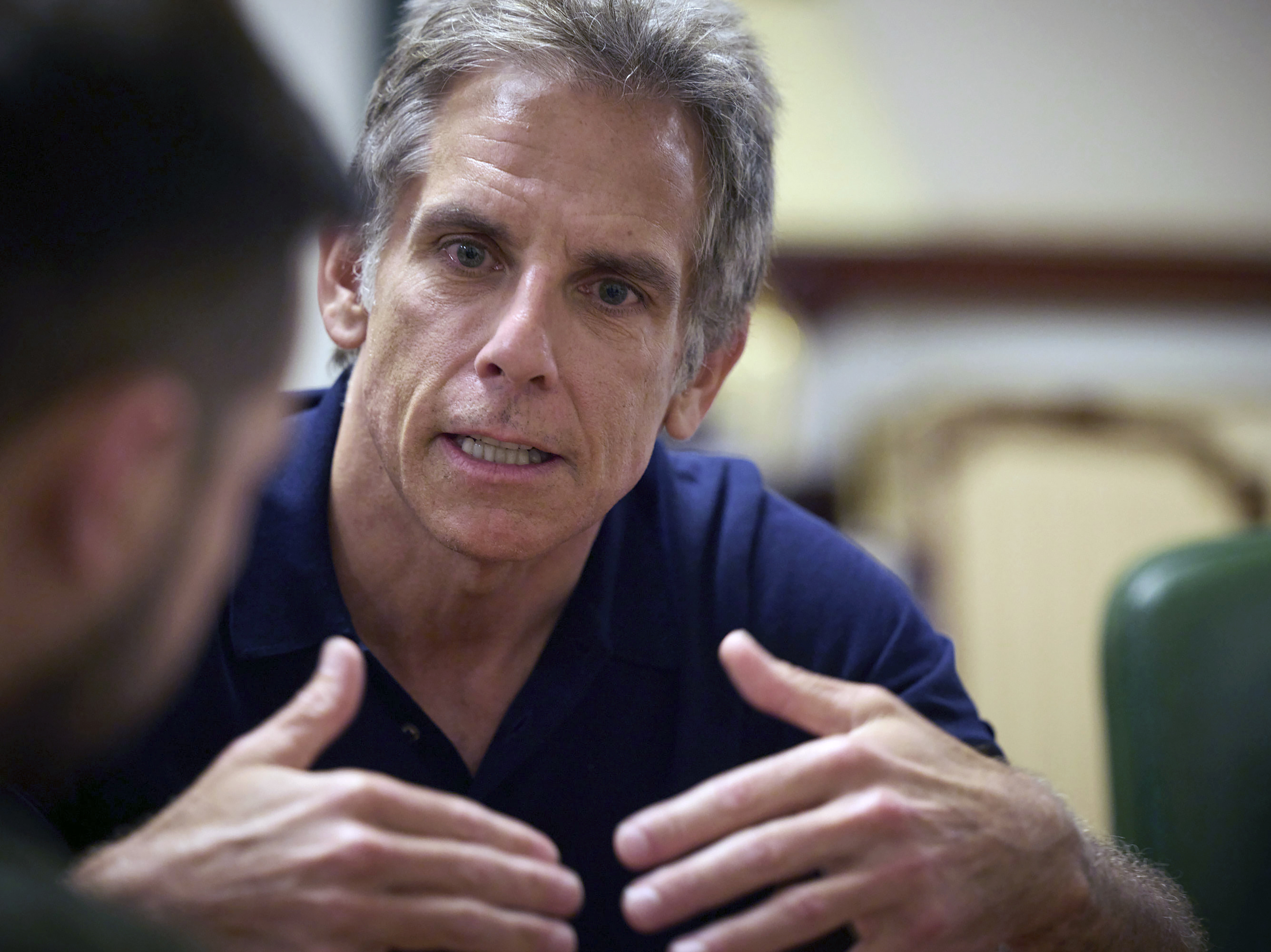 caption: In this photo provided by the Ukrainian Presidential Press Office, UNHCR Goodwill Ambassador Ben Stiller talks with Ukrainian President Volodymyr Zelenskyy during their meeting in Kyiv, Ukraine, June 20, 2022.