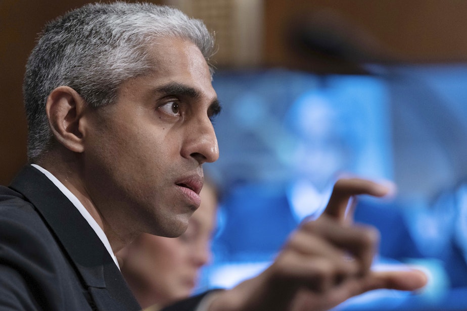 caption: U.S. Surgeon General Dr. Vivek Murthy testifies before the Senate Health, Education, Labor and Pensions Committee hearing on Capitol Hill in Washington, Thursday, June 8, 2023. 