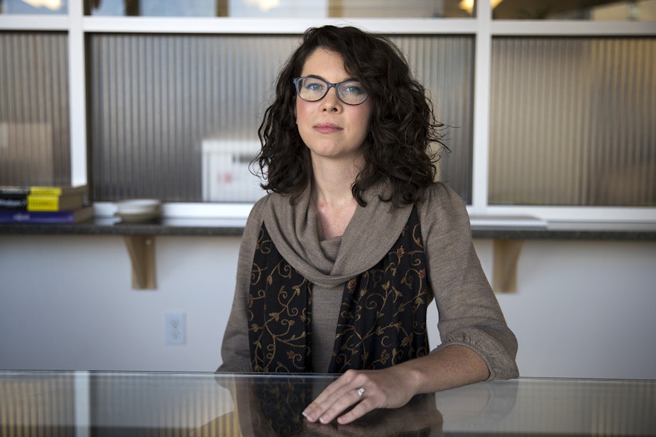 caption: Maggie Humphreys is president of the National Women's Political Caucus of Washington.