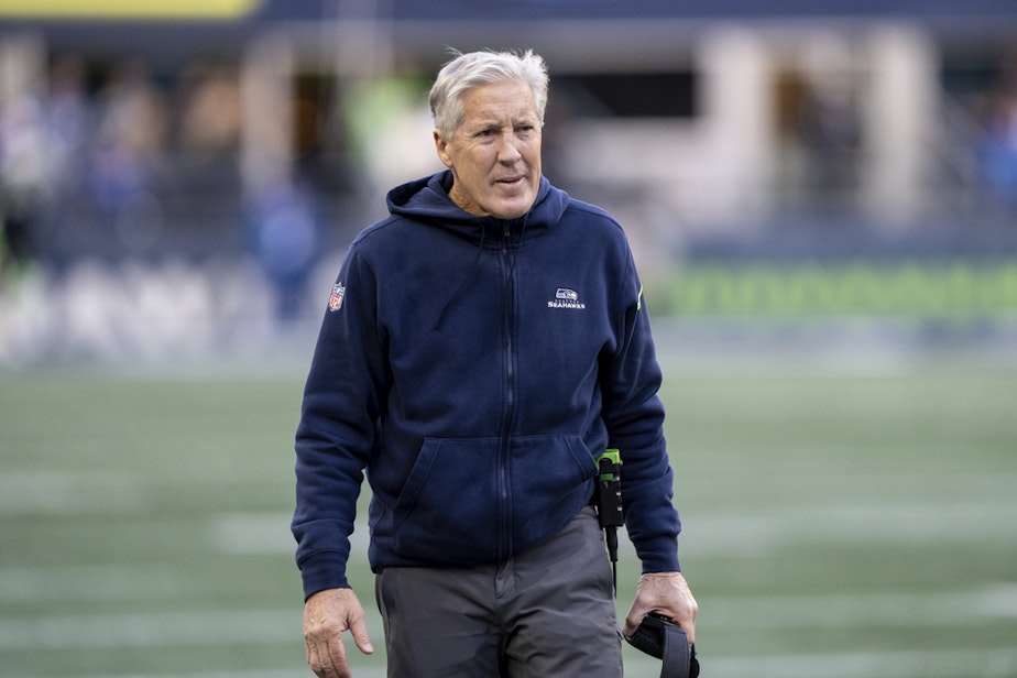 caption: Seattle Seahawks head coach Pete Carroll is pictured during an NFL football game against the Pittsburgh Steelers, Sunday, Dec. 31, 2023, in Seattle. The Steelers won 30-23. 