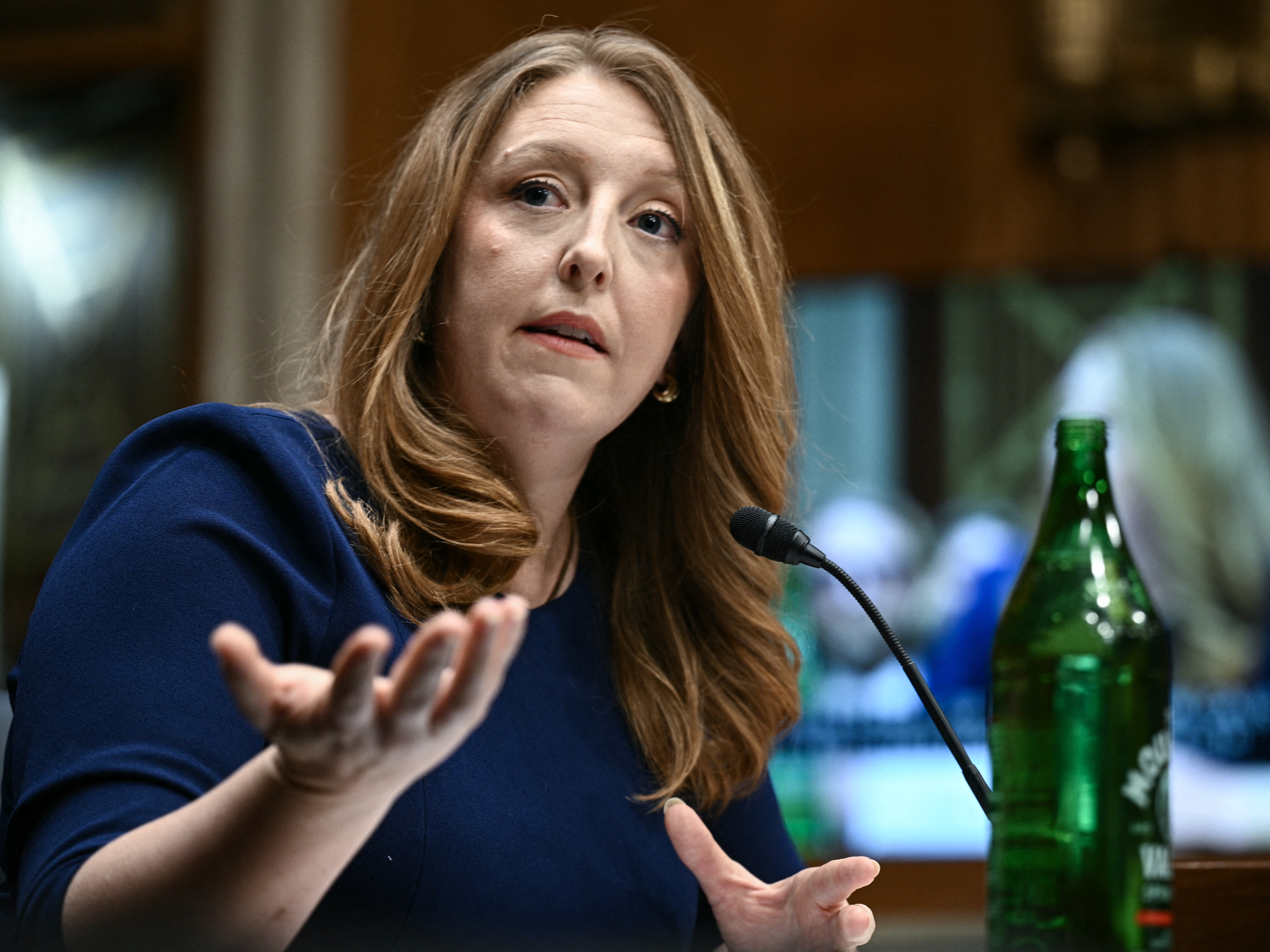 caption: Dr. Casey Means, nominee for surgeon general, testifies during a confirmation hearing Wednesday before the Senate Health, Education, Labor and Pensions Committee.