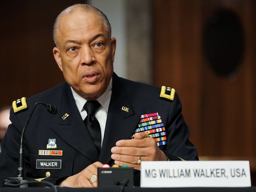 caption: Maj. Gen. William Walker, seen here during a Senate hearing on March 3, has been appointed as the House sergeant-at-arms.