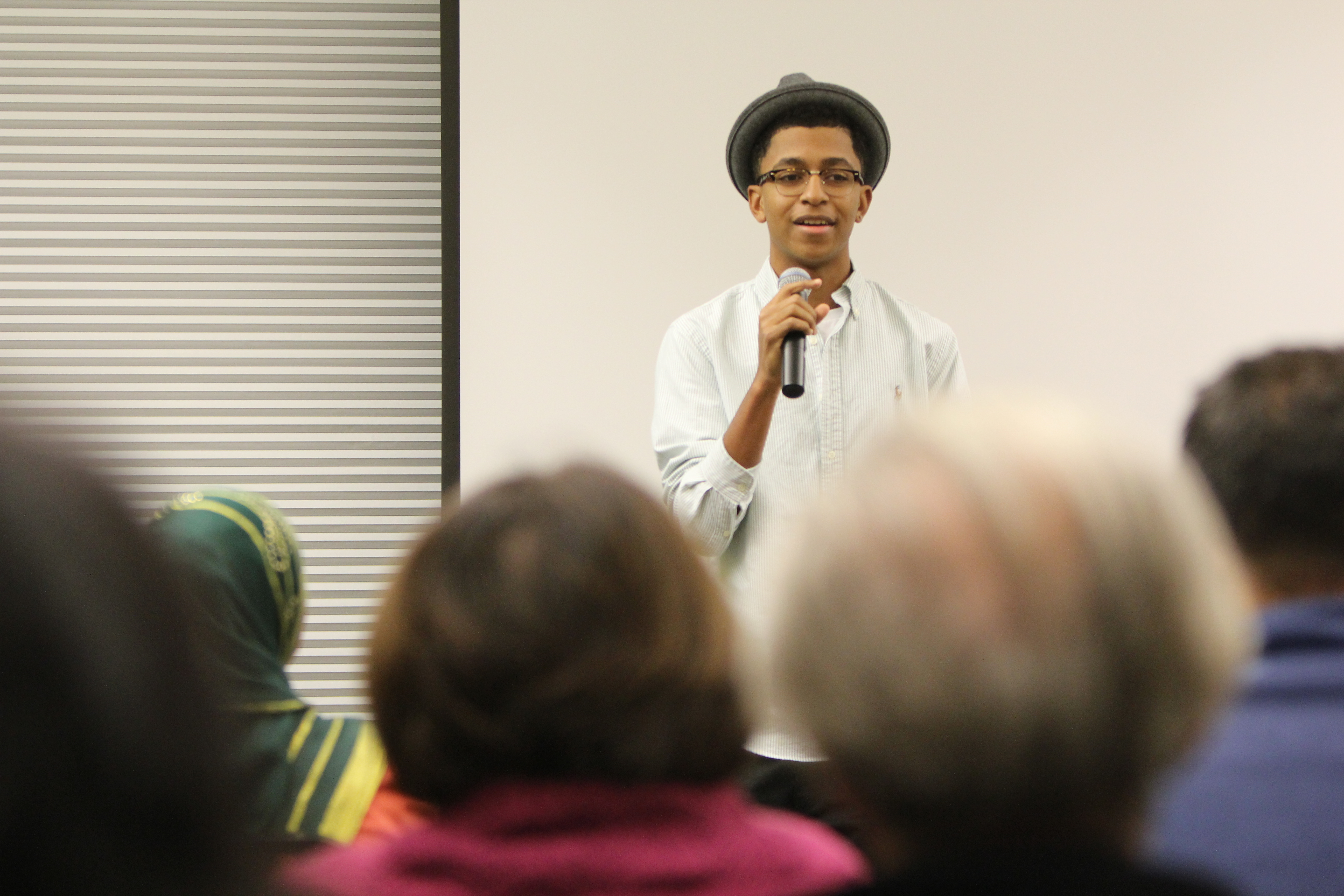 caption: RadioActive producer Jaylen Wheeler at a RadioActive listening party.