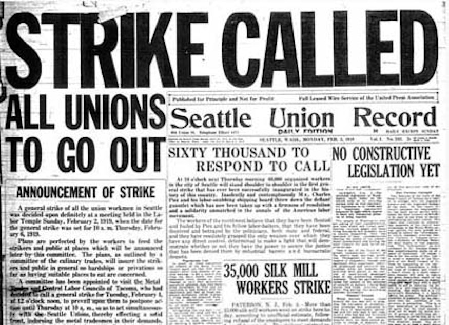 caption: The front page of the Seattle Union Record at the beginning of the Seattle General Strike.