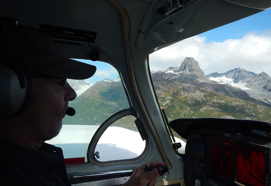 caption: The scenic, sometimes harrowing, flight between Anchorage and Iliamna
