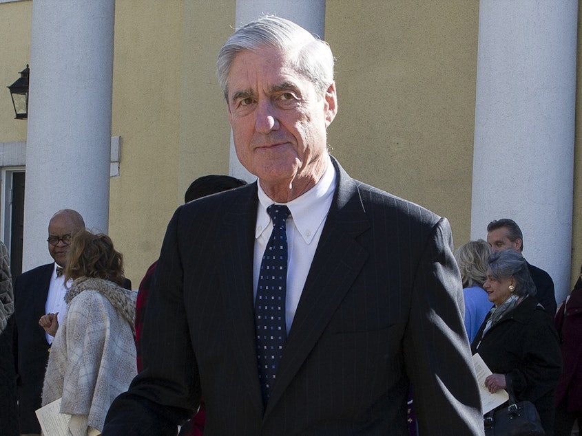 caption: Special counsel Robert Mueller departs St. John's Episcopal Church, across from the White House in Washington on March 24, 2019.