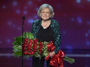 caption: Betty White at the 41st Annual People's Choice Awards in 2015.