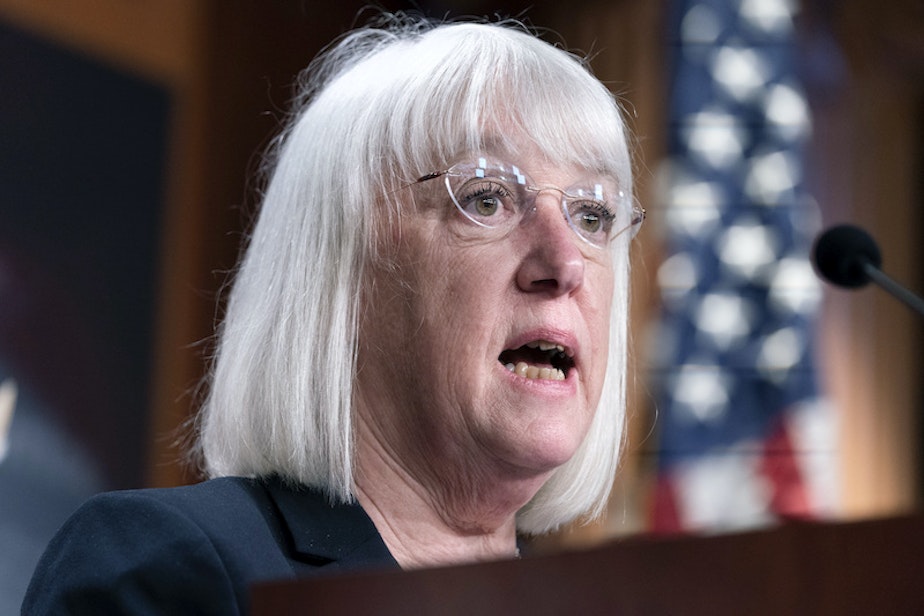 caption: Sen. Patty Murray, D-Washington, speaks during a press conference May 5, 2022, on Capitol Hill in Washington. 