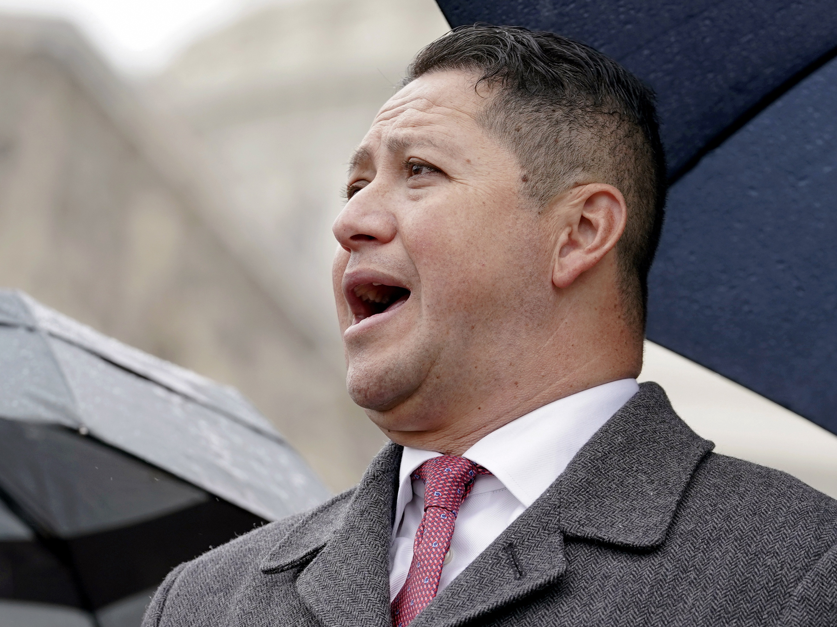caption: FILE - Rep. Tony Gonzales, R-Texas, speaks during a news conference Dec. 7, 2022, on Capitol Hill in Washington.