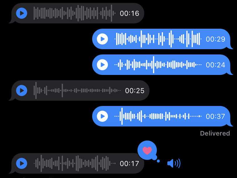 caption: Voice notes, a feature that's lived in popular apps like Apple's iMessages for years, has become a favorite communication form for people who say a text can only say so much.