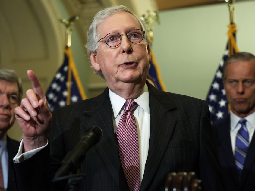 caption: U.S. Senate Minority Leader Sen. Mitch McConnell, R-Ky., blamed Democrats for the declining trust in the Supreme Court in an interview with NPR. "The Supreme Court is not broken and doesn't need fixing," he said.