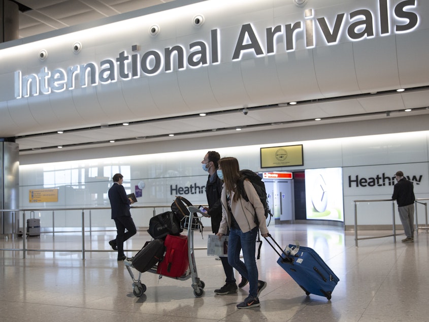 caption: England will soon lift a 14-day quarantine requirement for travelers from more than 50 countries and territories, including Italy, Germany, France and Spain, the Department for Transportation said Friday. The U.S. is not among the exempt countries.