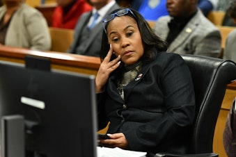 caption: Fulton County District Attorney Fani Willis appears for a hearing in the 2020 Georgia election interference case on Nov. 21, 2023, in Atlanta, Ga.