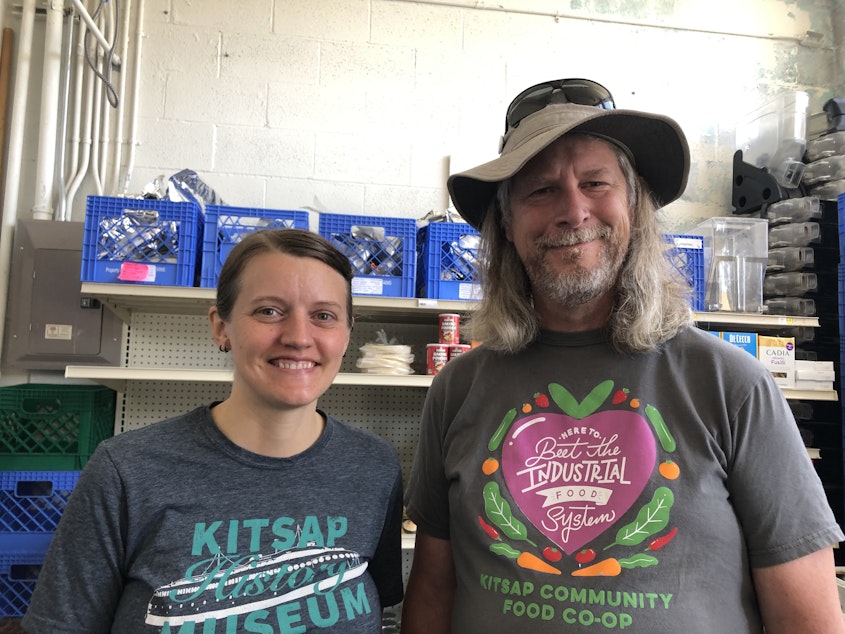 caption: Mary Phelps, left, and Jeff Allen, both board of directors with the Kitsap Community Food Co-op in downtown Bremerton. 