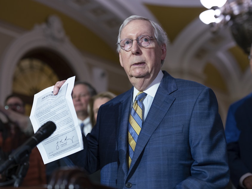 caption: Senate Minority Leader Mitch McConnell, R-Ky., says he agrees with a letter by the Capitol Police chief as he speaks to reporters at the Capitol on Tuesday.