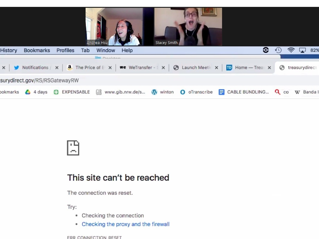 caption: Andrea Hsu and Stacey Vanek Smith experience the Treasury's website crashing as their bond purchase was going through.