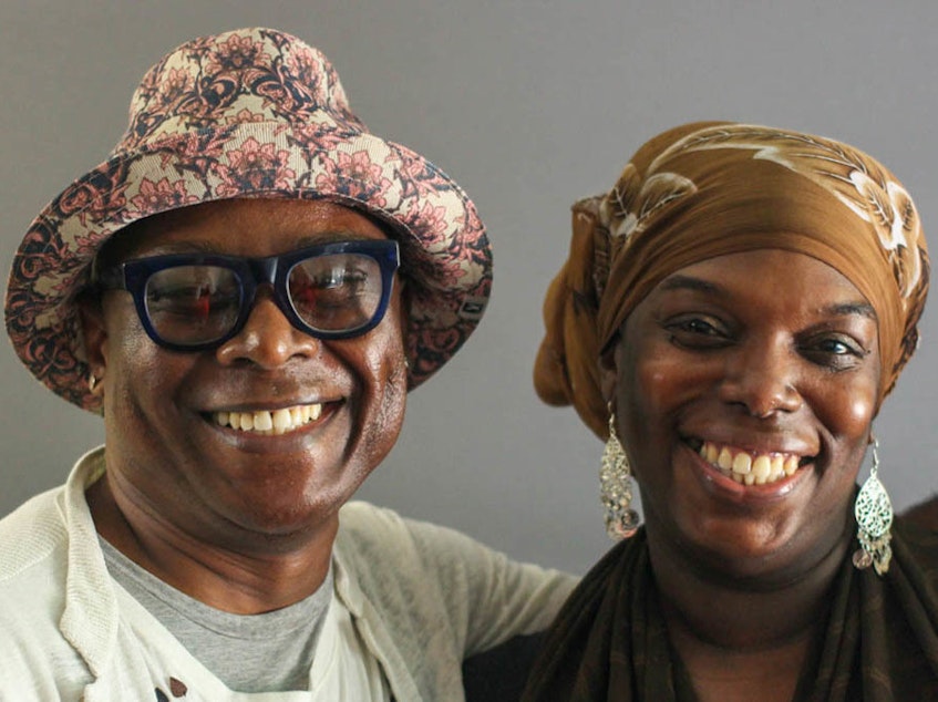 caption: Beau McCall (left) and Julaina Glass spoke for a StoryCorps interview in 2017 about how their relationship has blossomed over the years — from distant neighbors to close friends.