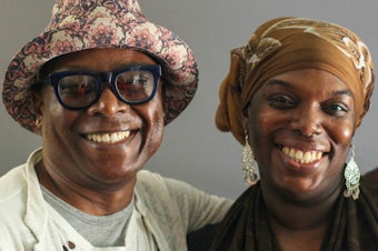 caption: Beau McCall (left) and Julaina Glass spoke for a StoryCorps interview in 2017 about how their relationship has blossomed over the years — from distant neighbors to close friends.