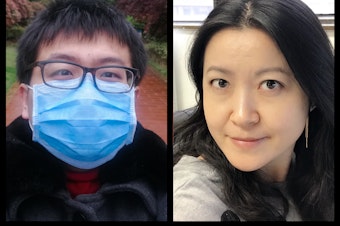 caption: Left: Xi Lu had traveled to Wuhan in January to spend the Lunar New Year with his parents, having not been with his them for the holiday in over seven years. Lin Yang, an epidemiologist at Hong Kong Polytechnic University also traveled to Wuhan to visit her parents for the Lunar New Year. Each person found themselves stuck there with the enforcement of lockdown in the city.